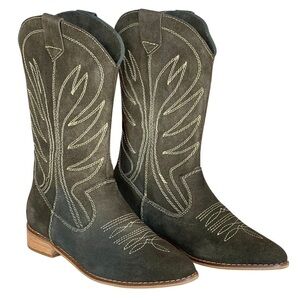 Silvia Cobos Rodeo Green Boots - Suede Western Cowgirl/Cowboy NWOB